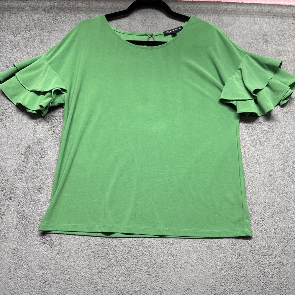 Ann Taylor Blouse Women Small Green Keyhole Flutter Short Sleeve Crepe Material